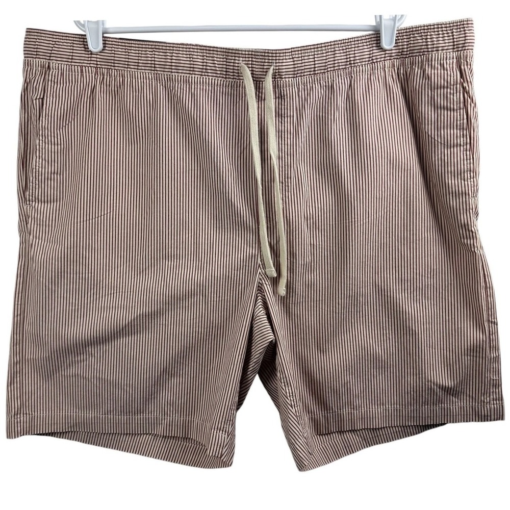 Banana Republic Men's Deck Shorts XXL Red Stripe Cotton Blend Drawstring Casual